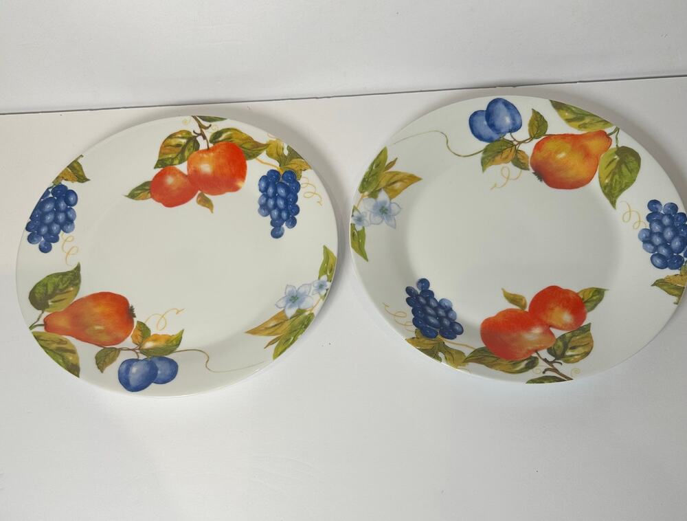 Pfaltzgraff Orchard 10 1/2" Dinner Plate Set of 2 Fruit Apple Grape Blueberry